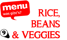 menu 9: rice, beans and fajita veggies
